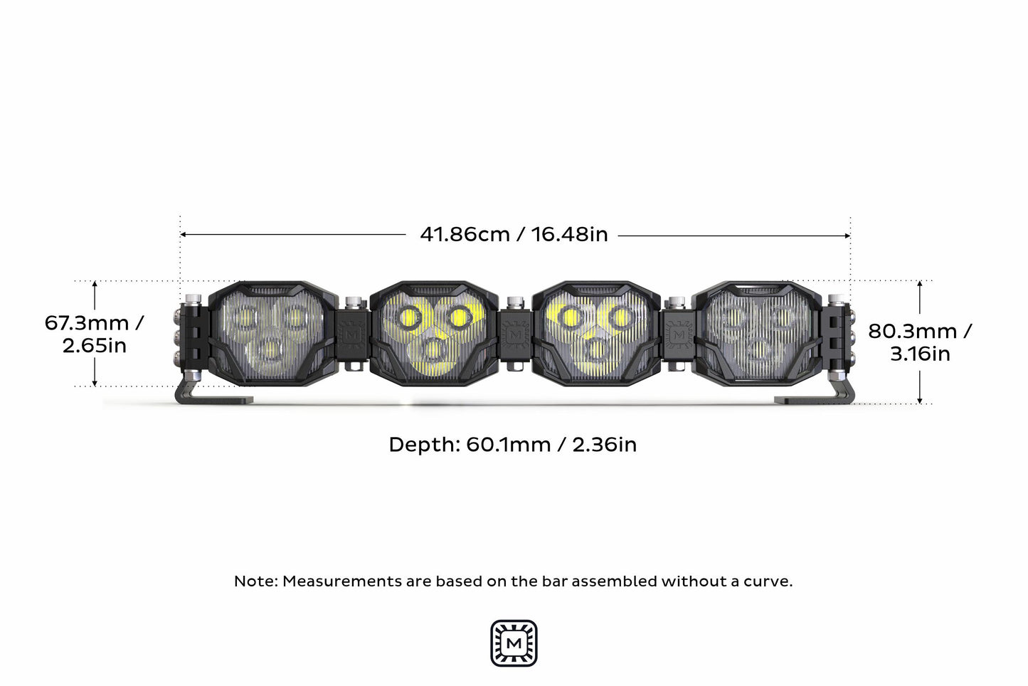 Double-Row BangerBar: (4 Pod / 16.5") (NCS Power - White)