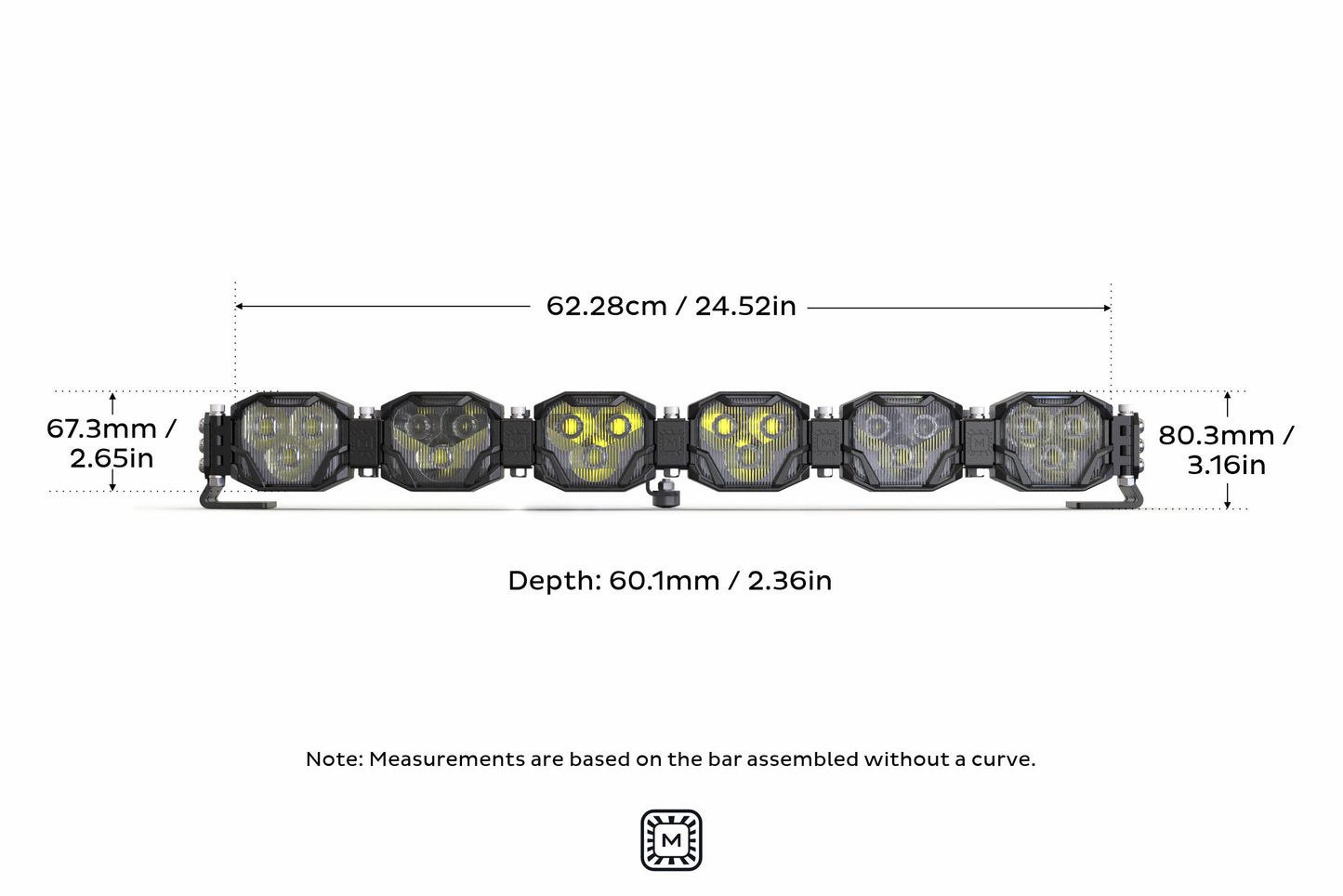 Double-Row BangerBar: (6 Pod / 24.5") (HXB Power - Yellow)