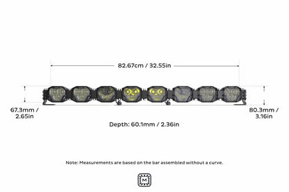 Double-Row BangerBar: (8 Pod / 32.5") (NCS Power - White/Yellow)