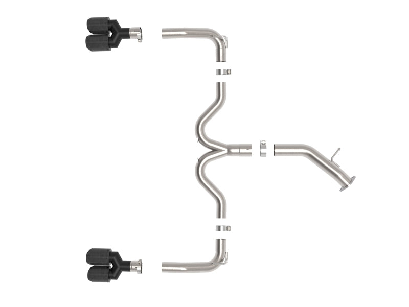 aFe Takeda 3 IN to 2-1/2 IN 304 Stainless Steel Axle-Back Exhaust w/ Carbon Fiber Tips - 49-37039-C