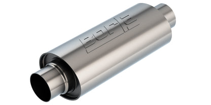 Borla Universal Muffler 5in. x 6.25in. X 13.5in. Body 18.5in. OAL 3in I.D. In/Out Brushed T-304 Borla