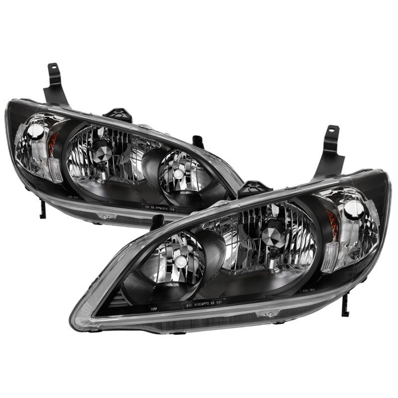 xTune 04-05 Honda Civic (Excl Hatchback/Si) OEM Style Headlights - Black (HD-JH-HC04-4D-AM-BK) SPYDER