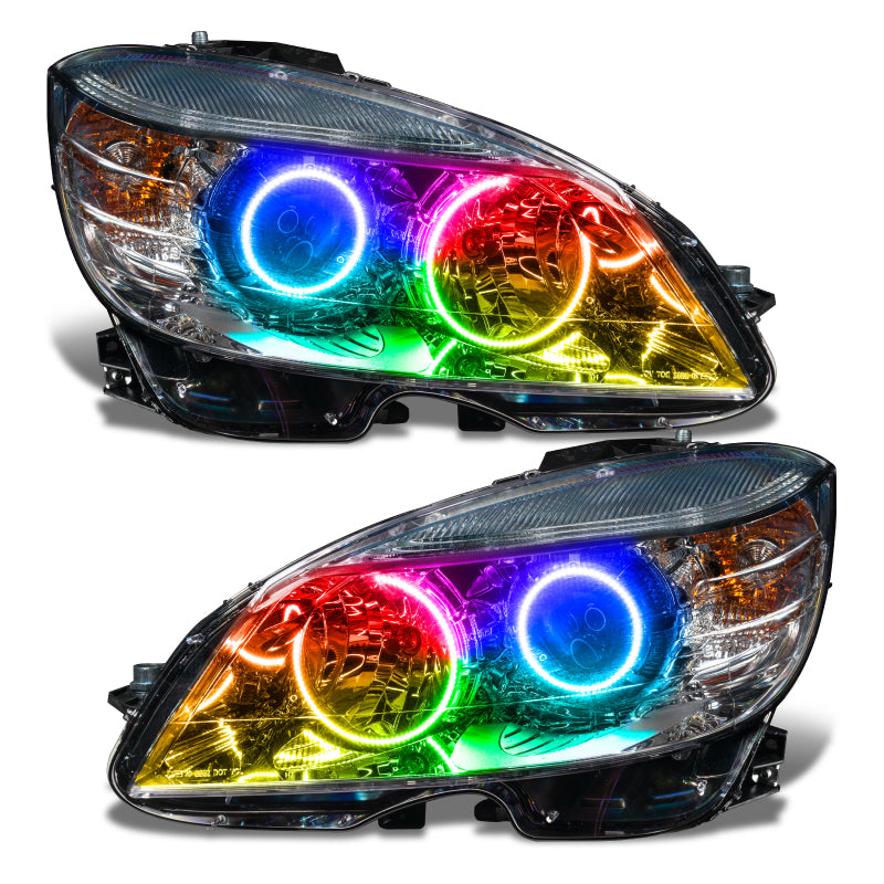 Oracle 08-11 Mercedes Benz C-Class Pre-Assembled Headlights Chrome Housing ColorSHIFT w/o Controller