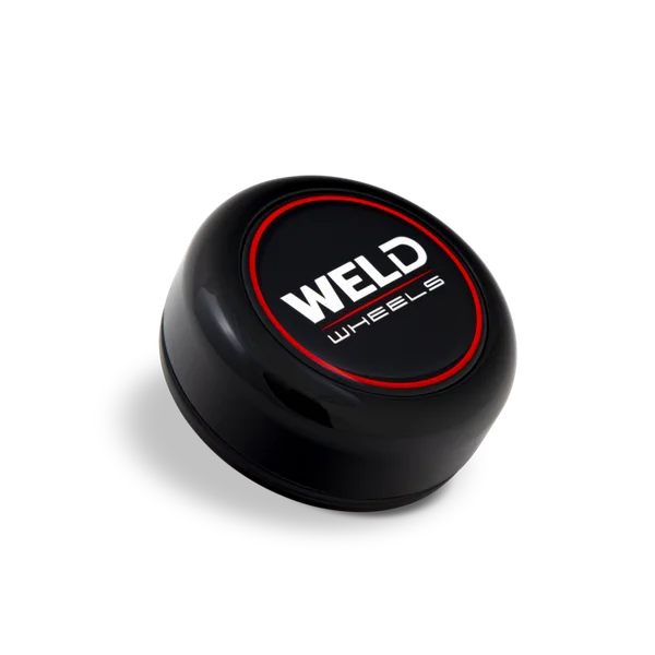 Weld 3.0in Alum O-Ring Cap 0.86in tall Gloss BLK/Gloss BLK Lens/CHR logo