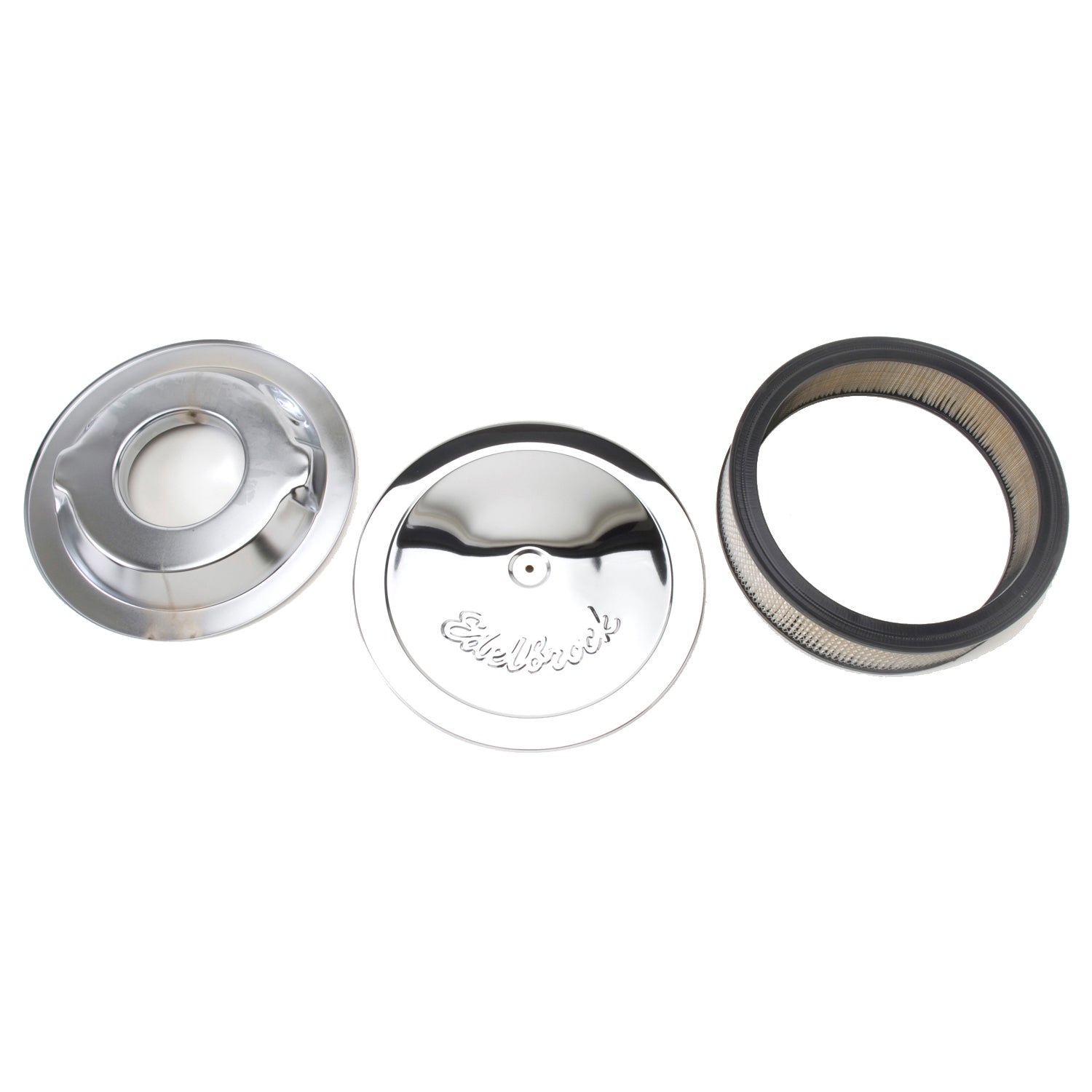 Edelbrock Pro-flo Chrome 14" Round Air Cleaner With 3" Paper Element (Deep Flange) - 1221 Edelbrock