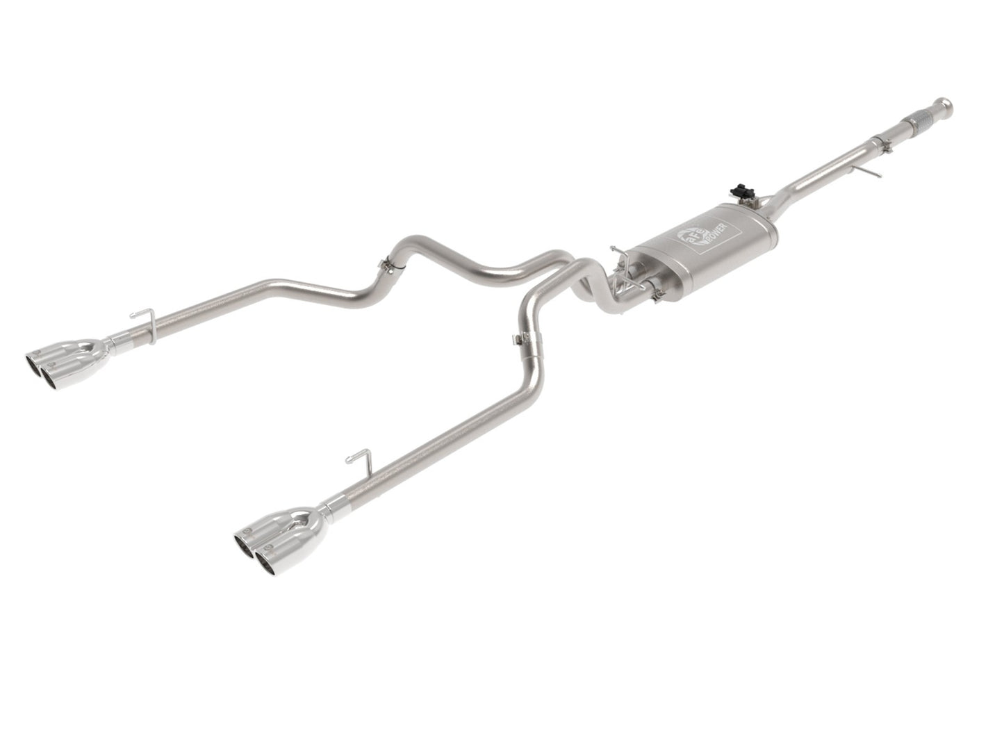 aFe 2019-2023 Chevy Silverado / GMC Sierra 1500 Gemini XV 3 IN to Dual 2-1/2 IN 304 Stainless Steel Cat-Back Exhaust System w/ Cut-Out Polished aFe