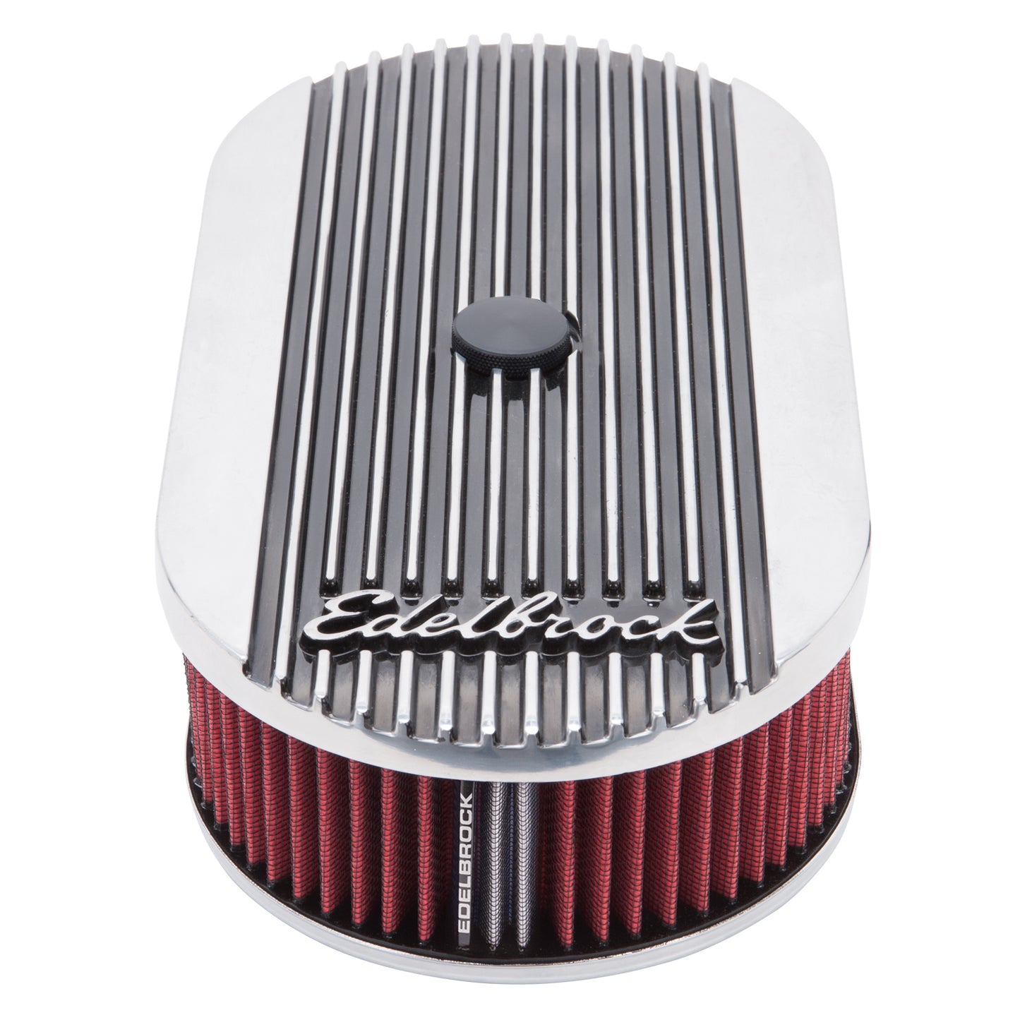Edelbrock Elite 2 Series Polished Oval Air Cleaner For Single 4-BBL Carb - 2.5" Element - 4273 Edelbrock