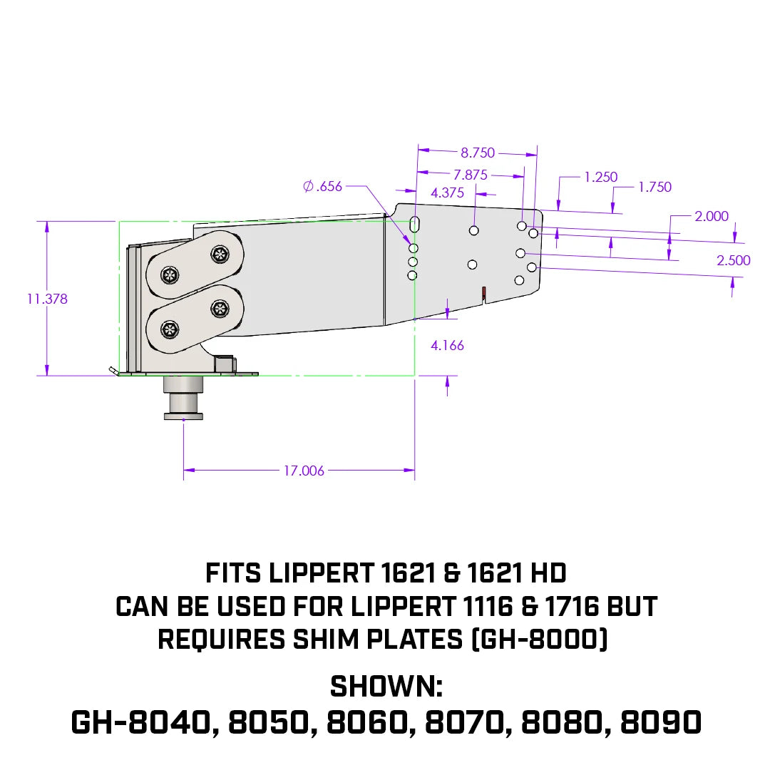 Gen-Y Executive Torsion-Flex Fifth Wheel King Pin Box 8.5K pin weight for LCI 1621, 1621 HD, *1116, and *1716 Frames - GH-8090