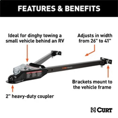 RockJock Curt Tow Bar with Adjustable Width Arms Car Mount 2in Ball 5000lbs RockJock