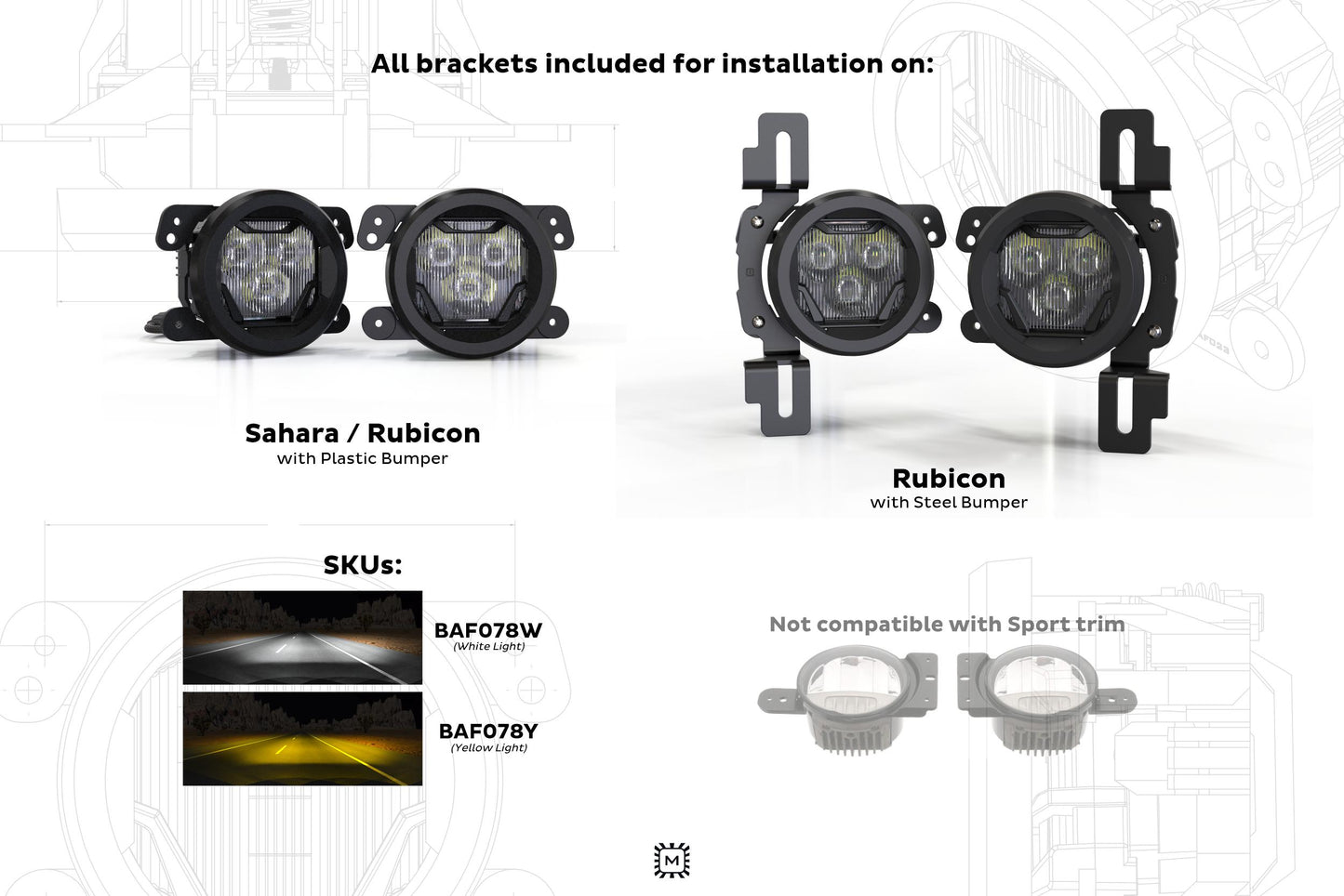 Morimoto 4Banger Fog Light Kit: 18+ JL/JT (NCS / Wide / White / Set)