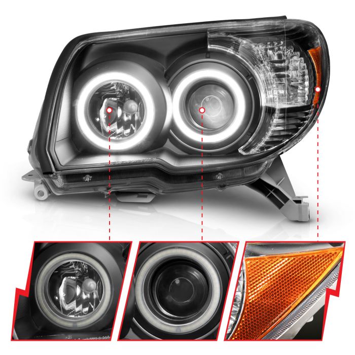 ANZO TOYOTA 4RUNNER 06-09 PROJECTOR HEADLIGHTS BLACK W/ RX HALO (NO BULBS INCLUDED) - 111320