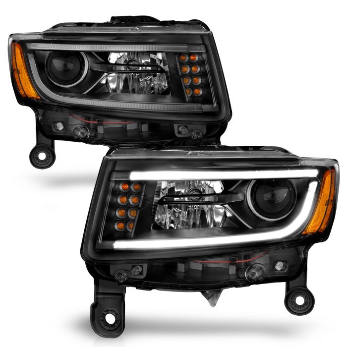 ANZO JEEP GRAND CHEROKEE 14-16 PROJECTOR HEADLIGHTS PLANK STYLE BLACK (FOR HALOGEN MODELS ONLY) - 111329