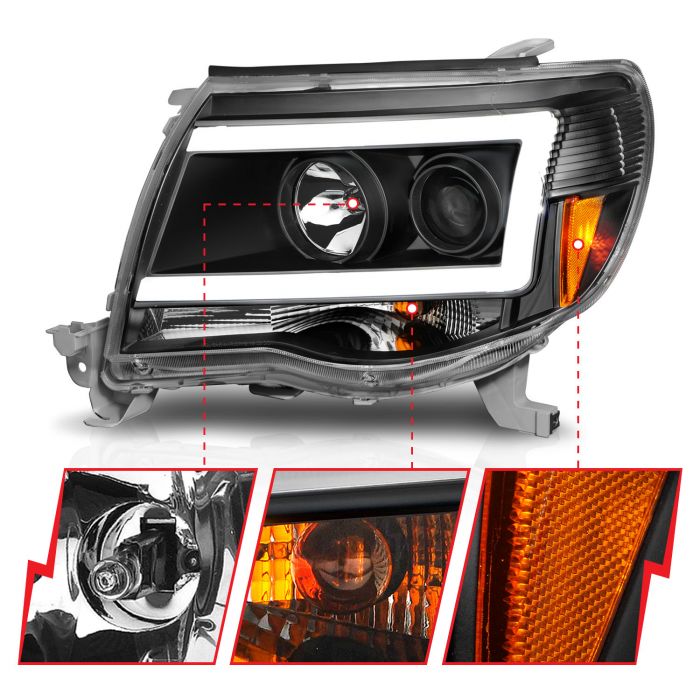 ANZO TOYOTA TACOMA 05-11 PROJECTOR C BAR HEADLIGHTS BLACK - 111517 ANZO