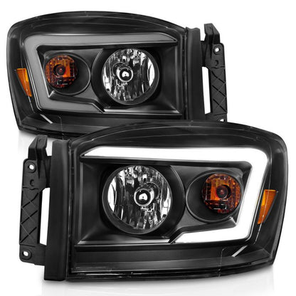 Anzo DODGE RAM 1500 06-08/ 2500/3500 06-09 CRYSTAL C BAR HEADLIGHTS BLACK - 111524 ANZO