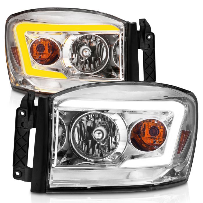 Anzo RAM 1500 06-08 / RAM 2500/3500 06-09 CRYSTAL SWITCHBACK C BAR HEADLIGHTS CHROME - 111527 ANZO