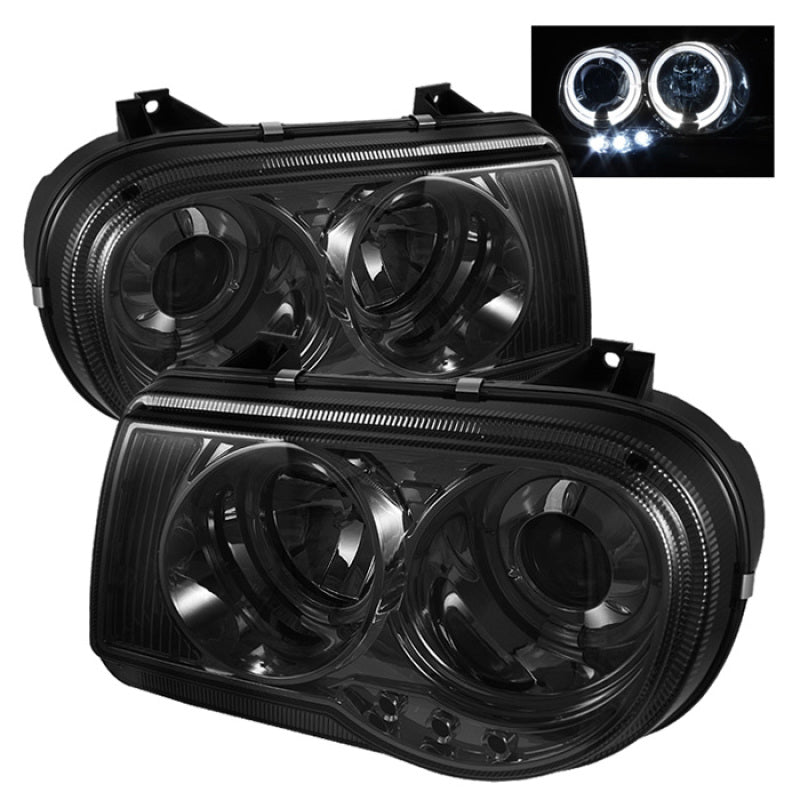 Spyder Chrysler 300C 05-10 Projector Headlights LED Halo LED Smke (Not Included) PRO-YD-C300C-HL-SM SPYDER