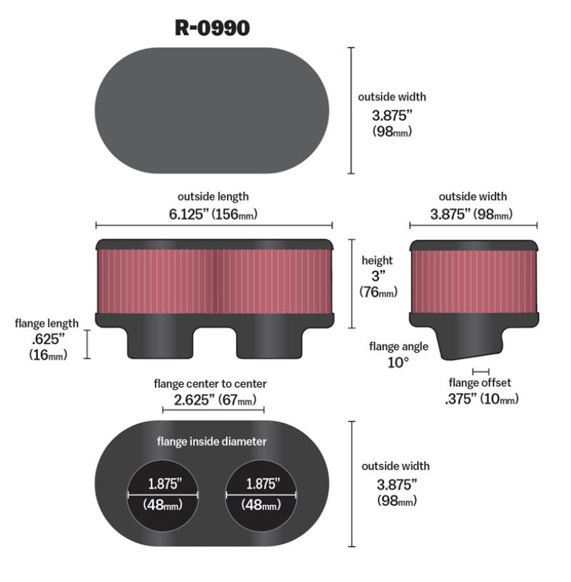 K&N Universal Rubber Filter K&N Engineering
