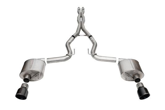 Corsa 2024 Ford MustangGT Sport Cat-Back Ex.Sys 3.0in Dual Rear Exit w/4.5in Blk PVD Pro Series Tips CORSA Performance