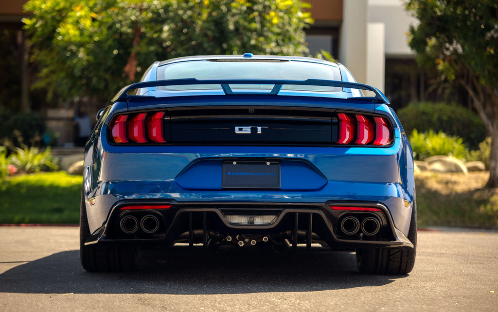 Anderson Composites 2018 - 2023 Ford Mustang Type-AR Carbon Fiber Quad Tip Rear Diffuser - AC-RL18FDMU-AR