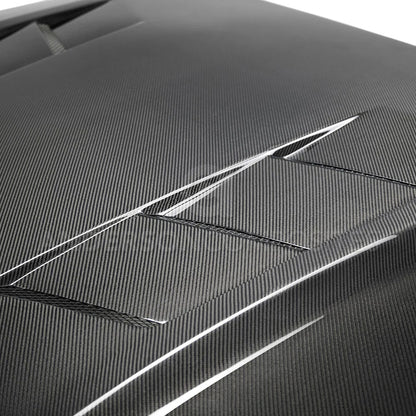 Anderson Composites 18-23 Ford Mustang SA Double-Sided Carbon Fiber Heat Extractor Hood - AC-HD18FDMU-SA-DS