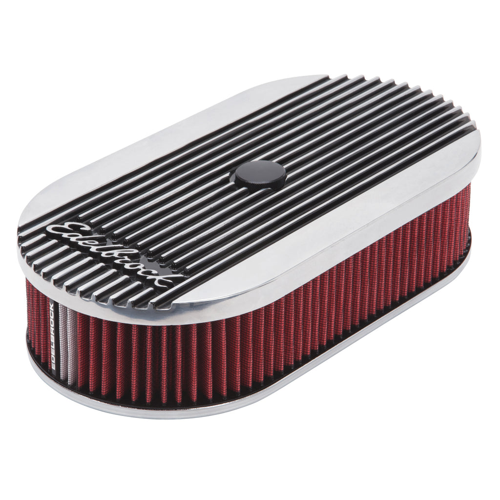 Edelbrock Elite 2 Series Polished Oval Air Cleaner For Single 4-BBL Carb - 2.5" Element - 4273