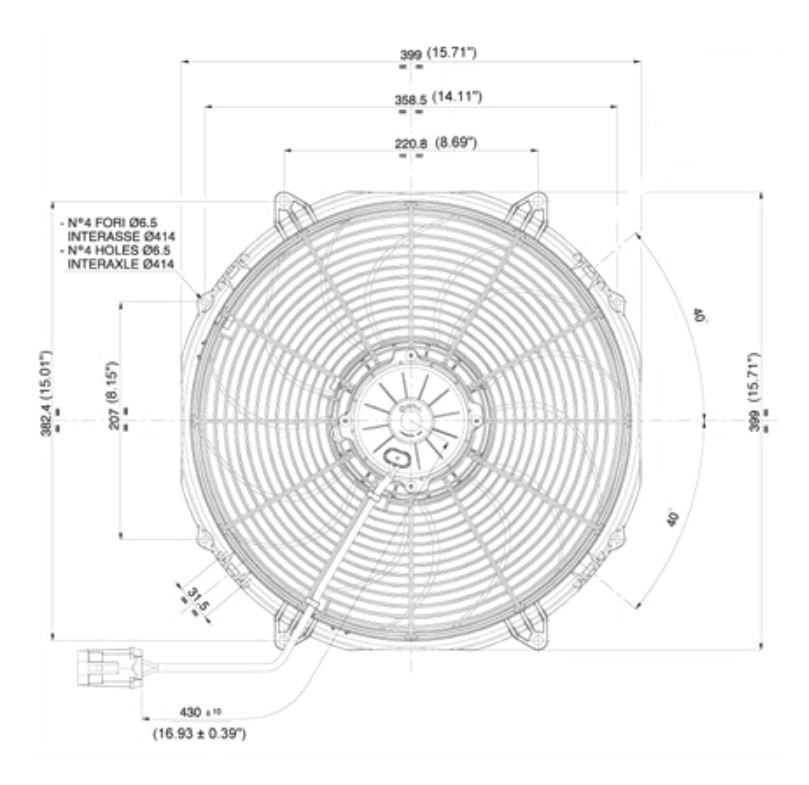 SPAL 16.00" Electric Fan Puller Style Extreme Performance 1953CFM 10-blade paddle style blade - 30102803 SPAL