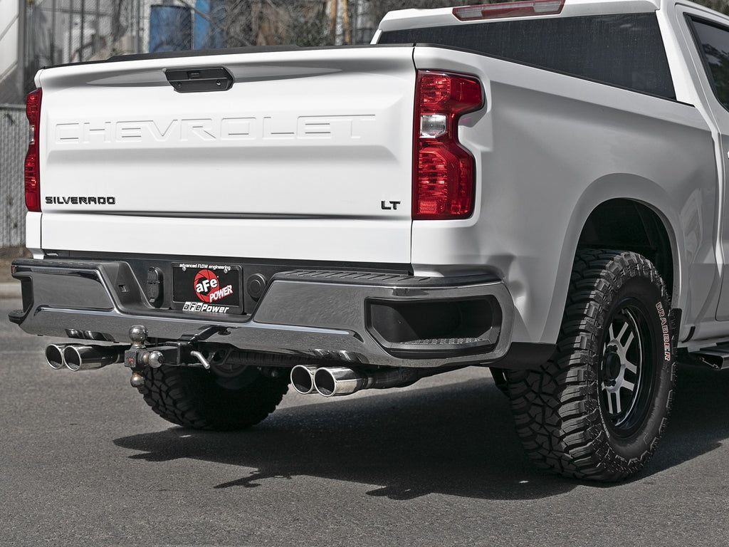 aFe 2019-2023 Chevy Silverado / GMC Sierra 1500 Gemini XV 3 IN to Dual 2-1/2 IN 304 Stainless Steel Cat-Back Exhaust System w/ Cut-Out Polished