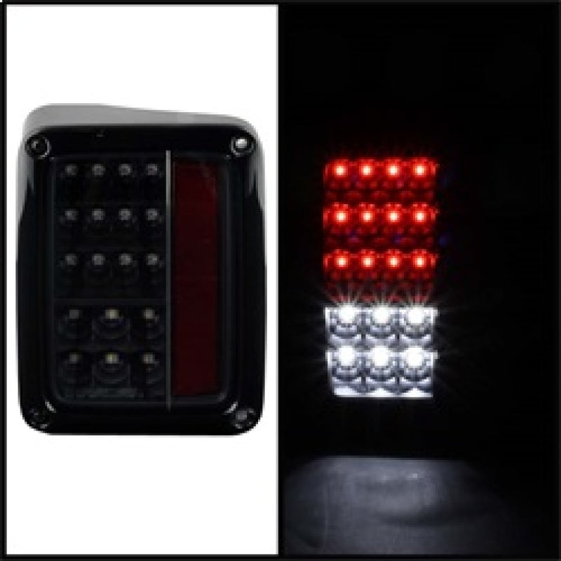 Spyder Jeep Wrangler 07-15 LED Tail Lights Black ALT-YD-JWA07-LED-BK SPYDER