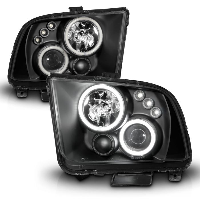 ANZO FORD MUSTANG 05-09 PROJECTOR HEADLIGHTS BLACK W/ RX HALO - 121166