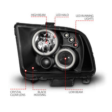 Load image into Gallery viewer, ANZO FORD MUSTANG 05-09 PROJECTOR HEADLIGHTS BLACK W/ RX HALO - 121166