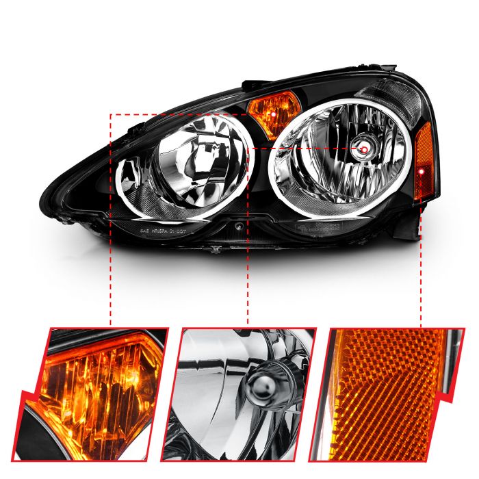 ANZO ACURA RSX 02-04 CRYSTAL HEADLIGHTS BLACK - 121209 ANZO