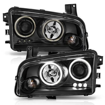 ANZO DODGE CHARGER 06-10 PROJECTOR HALO HEADLIGHTS BLACK W/ RX HALO (FOR HALOGEN MODELS ONLY) - 121218