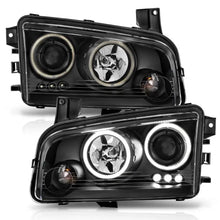 Load image into Gallery viewer, ANZO DODGE CHARGER 06-10 PROJECTOR HALO HEADLIGHTS BLACK W/ RX HALO (FOR HALOGEN MODELS ONLY) - 121218