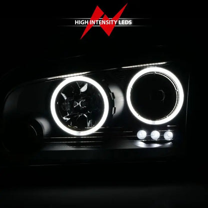 ANZO DODGE CHARGER 06-10 PROJECTOR HALO HEADLIGHTS BLACK W/ RX HALO (FOR HALOGEN MODELS ONLY) - 121218 ANZO