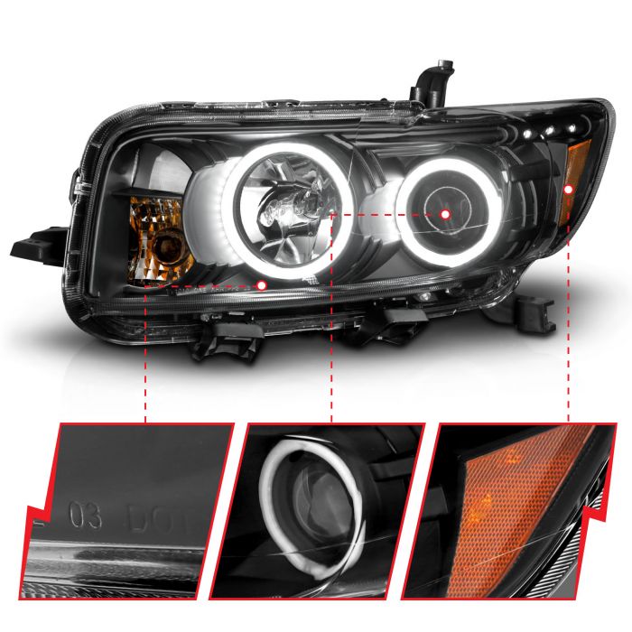 ANZO SCION XB 08-10 PROJECTOR HEADLIGHTS BLACK W/ RX HALO - 121280