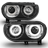 ANZO DODGE CHALLENGER 08-14 PROJECTOR HALO HEADLIGHTS BLACK W/ RX HALO - 121308