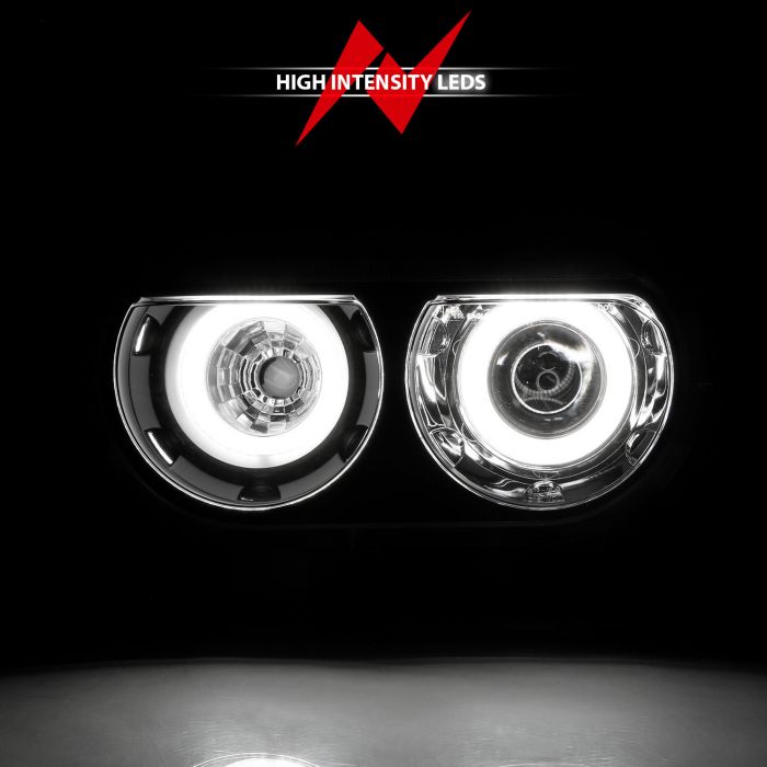 ANZO DODGE CHALLENGER 08-14 PROJECTOR HALO HEADLIGHTS BLACK W/ RX HALO - 121308