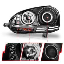 Load image into Gallery viewer, ANZO VOLKSWAGEN JETTA 05.5-10 / RABBIT/GTI 06-09 PROJECTOR HEADLIGHTS BLACK W/ HALO (CCFL) - 121345