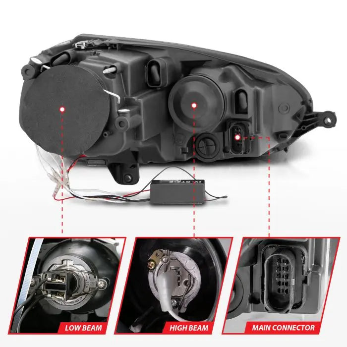 ANZO VOLKSWAGEN JETTA 05.5-10 / RABBIT/GTI 06-09 PROJECTOR HEADLIGHTS BLACK W/ HALO (CCFL) - 121345 ANZO
