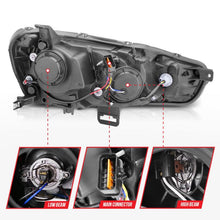 Load image into Gallery viewer, ANZO MITSUBISHI LANCER 08-15 PROJECTOR HEADLIGHTS BLACK W/ RX HALO - 121428