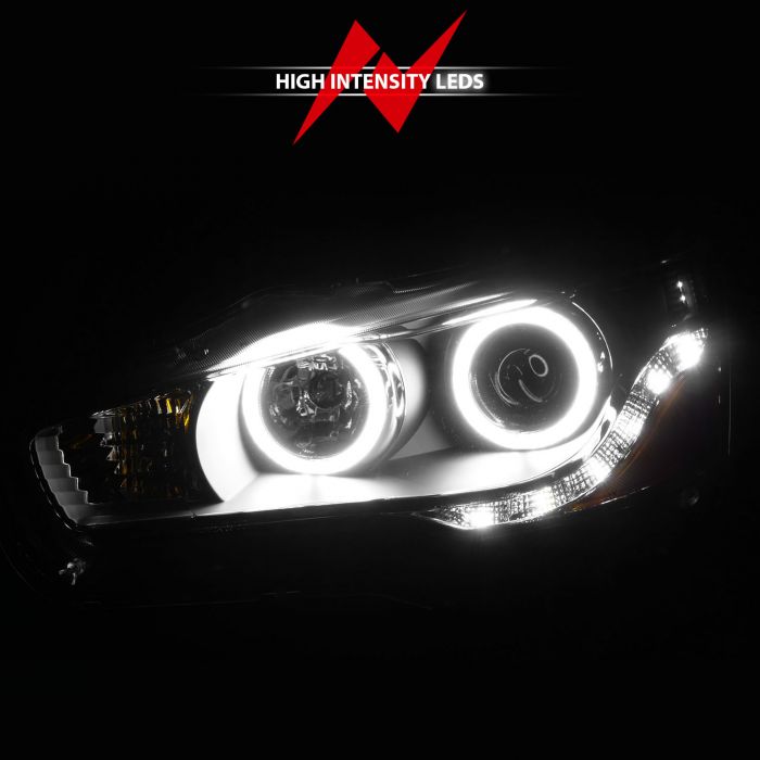 ANZO MITSUBISHI LANCER 08-15 PROJECTOR HEADLIGHTS BLACK W/ RX HALO - 121428