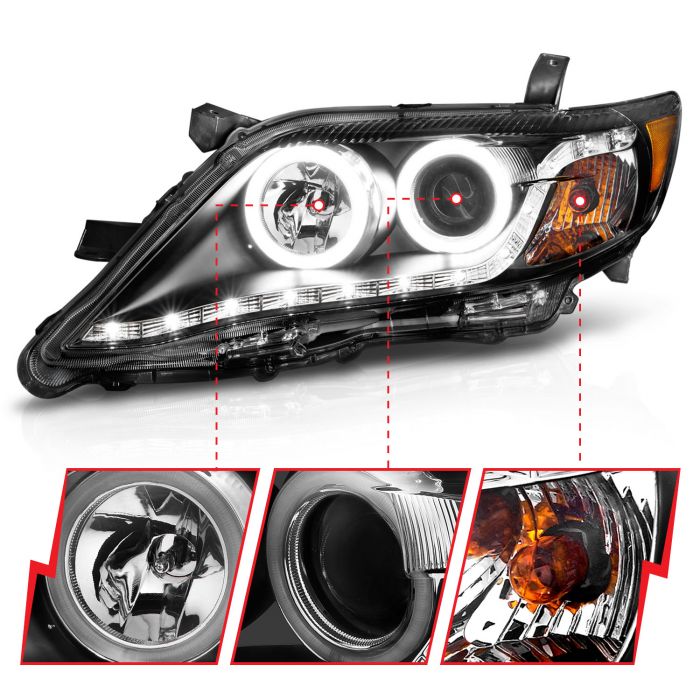 ANZO TOYOTA CAMRY 10-11 PROJECTOR HEADLIGHTS BLACK W/ RX HALO - 121442