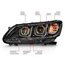 Load image into Gallery viewer, ANZO HONDA ACCORD 13-15 4DR PROJECTOR HEADLIGHTS U-BAR BLACK CLEAR -121492