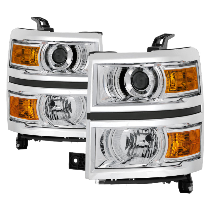 xTune Chevy Silverado 1500 14-15 Halogen Projector Headlight Chrome - HD-JH-CS14-PJ-C SPYDER