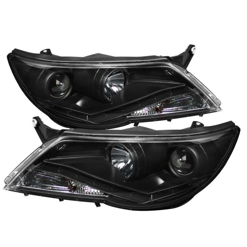 Spyder Volkswagen Tiguan 09-11 Projector Headlights DRL Black High H1 Low H7 PRO-YD-VTIG09-DRL-BK SPYDER