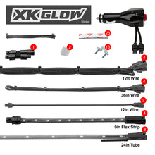 Load image into Gallery viewer, XK Glow Single Color XKGLOW UnderglowLED Accent Light Car/Truck Kit Red - 8x24In Tube + 4x8In Strip