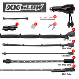 XK Glow Strip Single Color Underglow LED Accent Light Car/Truck Kit Light Blue - 8x24In + 4x 8In