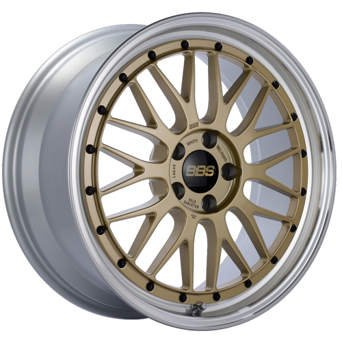 BBS LM 19x8.5 5x112 ET25 PFS Gold Center Diamond Cut Lip Wheel - 82mm PFS/Clip Required