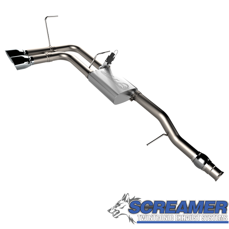 QTP 14-18 Chevy Silverado 1500 4.8L/5.3L EC/CC SB 304SS Screamer Cat-Back Side Exit w/4.5in Tips QTP