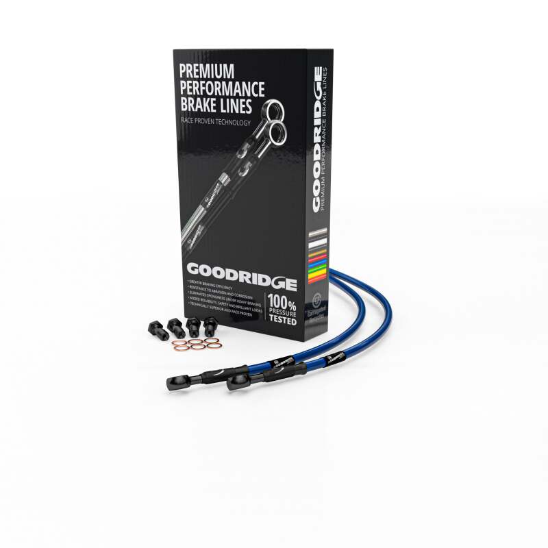 Goodridge 21-23 Kawasaki Z900RS/RS SE ABS Electric Blue Rear SS Brake Lines w/Black Fittings Goodridge